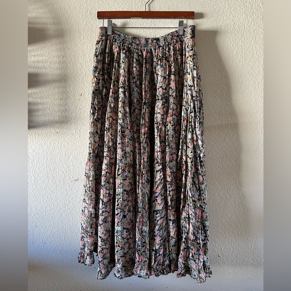 VINTAGE FLORAL MAXI SKIRT  Size M Luna